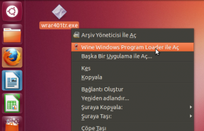 Wine - Ubuntu masaüstünde .exe uzantılı bir Windows programı kuruluyor