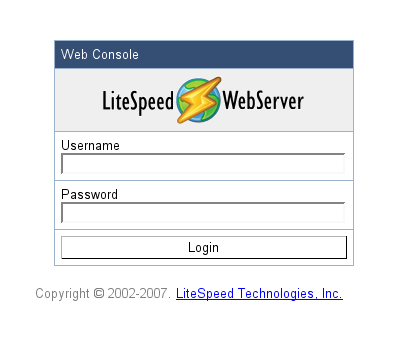 litespeed web server admin login