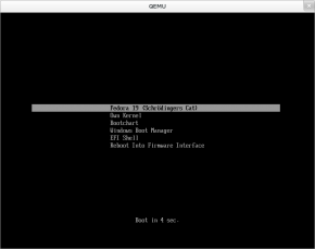 gummiboot - Fedora ve Windows yüklü sanal bir makinede işletim sistemi seçme menüsü
